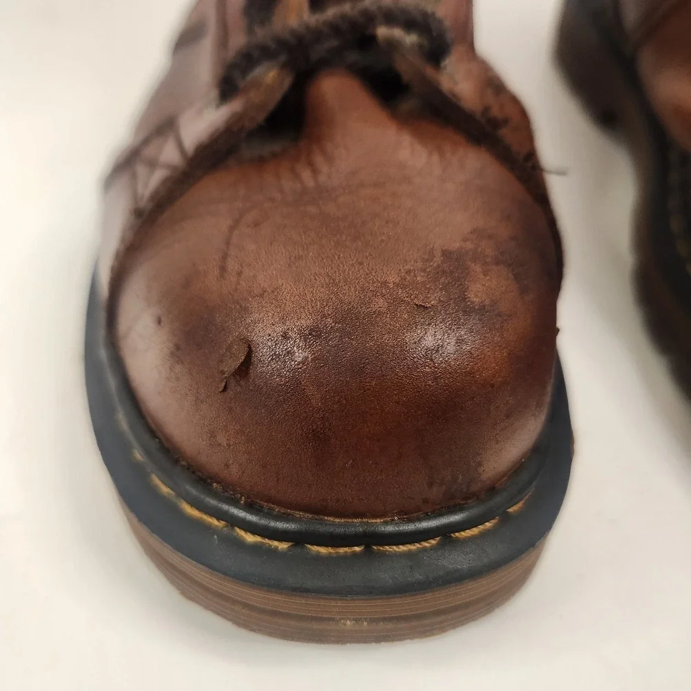 Dr Martens Mens Leather Ankle Boots Sz 8 Leather Steel Toe Work Hiking‎ Brown